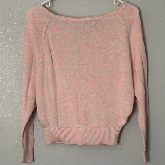American Eagle Outfitters Pink Marbled dolman-sleeve lightweight crop sweater M - Picture 2 of 5